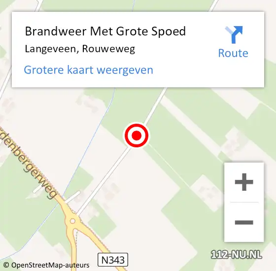 Locatie op kaart van de 112 melding: Brandweer Met Grote Spoed Naar Langeveen, Rouweweg op 13 april 2014 17:08