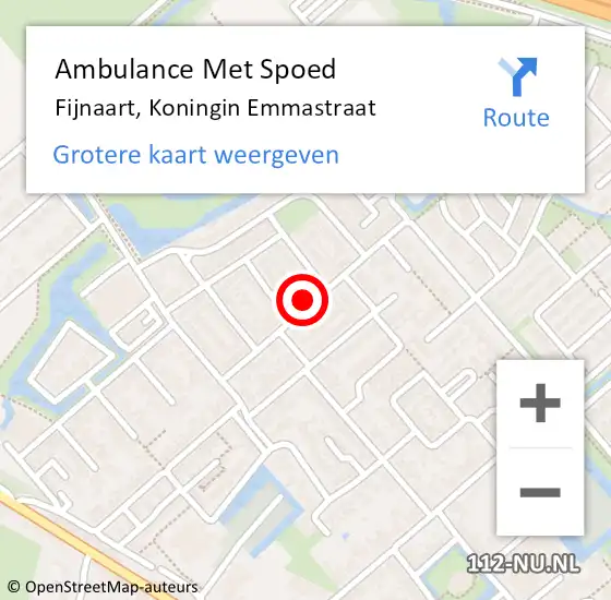 Locatie op kaart van de 112 melding: Ambulance Met Spoed Naar Fijnaart, Koningin Emmastraat op 13 september 2019 11:00
