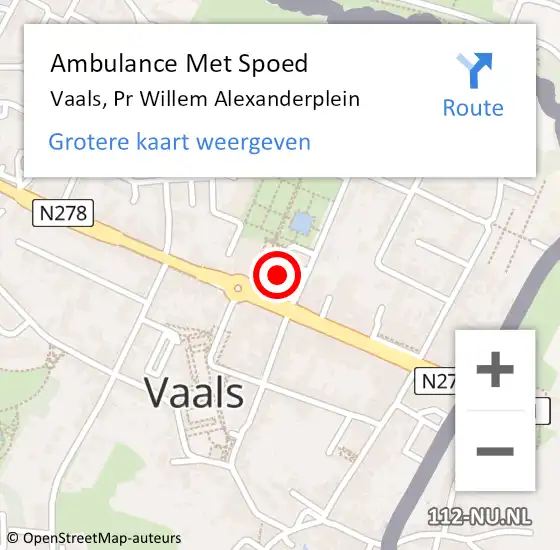 Locatie op kaart van de 112 melding: Ambulance Met Spoed Naar Vaals, Pr Willem Alexanderplein op 13 april 2014 17:09