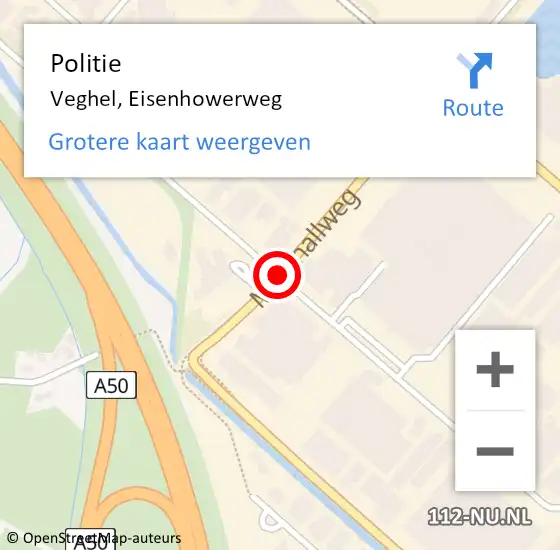 Locatie op kaart van de 112 melding: Politie Veghel, Eisenhowerweg op 13 september 2019 11:32
