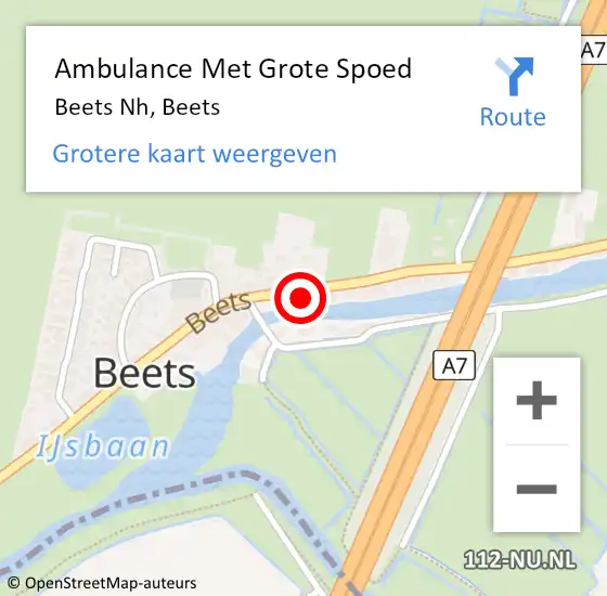 Locatie op kaart van de 112 melding: Ambulance Met Grote Spoed Naar Beets Nh, Beets op 13 april 2014 17:14