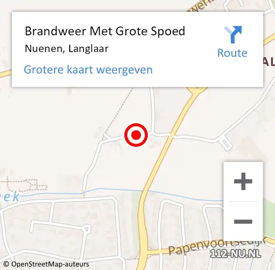 Locatie op kaart van de 112 melding: Brandweer Met Grote Spoed Naar Nuenen, Langlaar op 13 september 2019 12:05