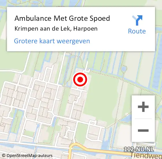 Locatie op kaart van de 112 melding: Ambulance Met Grote Spoed Naar Krimpen aan de Lek, Harpoen op 13 september 2019 12:33
