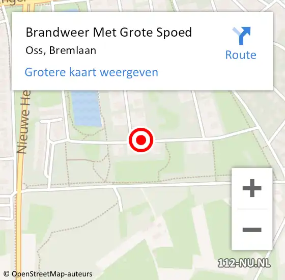 Locatie op kaart van de 112 melding: Brandweer Met Grote Spoed Naar Oss, Bremlaan op 13 september 2019 12:54