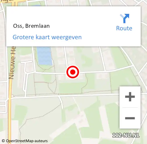 Locatie op kaart van de 112 melding:  Oss, Bremlaan op 13 september 2019 12:54