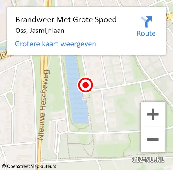 Locatie op kaart van de 112 melding: Brandweer Met Grote Spoed Naar Oss, Jasmijnlaan op 13 september 2019 13:00