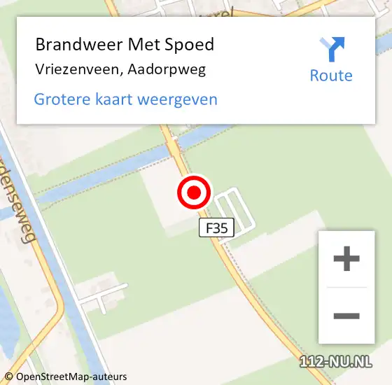 Locatie op kaart van de 112 melding: Brandweer Met Spoed Naar Vriezenveen, Aadorpweg op 13 april 2014 17:21