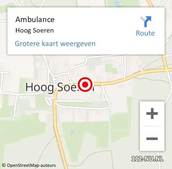 Locatie op kaart van de 112 melding: Ambulance Hoog Soeren op 13 september 2019 13:21