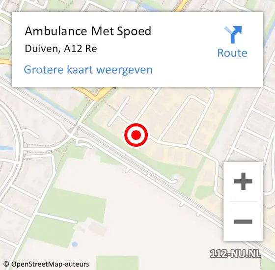 Locatie op kaart van de 112 melding: Ambulance Met Spoed Naar Duiven, A12 Re op 13 september 2019 13:32