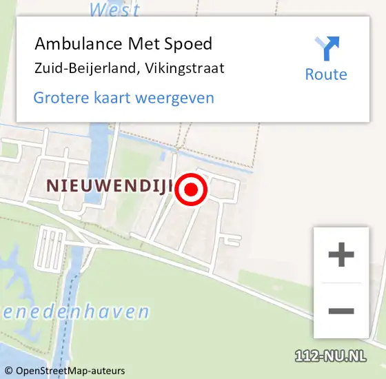 Locatie op kaart van de 112 melding: Ambulance Met Spoed Naar Zuid-Beijerland, Vikingstraat op 13 september 2019 13:46