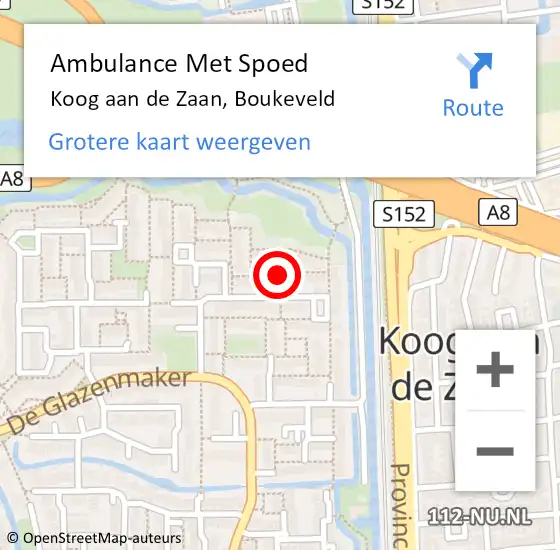 Locatie op kaart van de 112 melding: Ambulance Met Spoed Naar Koog aan de Zaan, Boukeveld op 13 september 2019 13:54