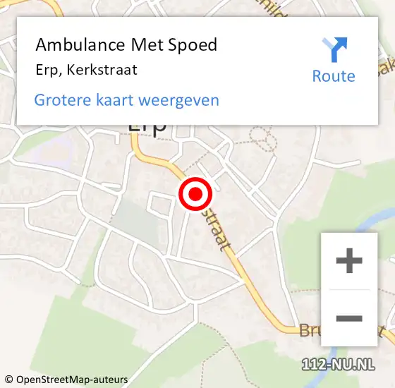 Locatie op kaart van de 112 melding: Ambulance Met Spoed Naar Erp, Kerkstraat op 13 september 2019 14:12