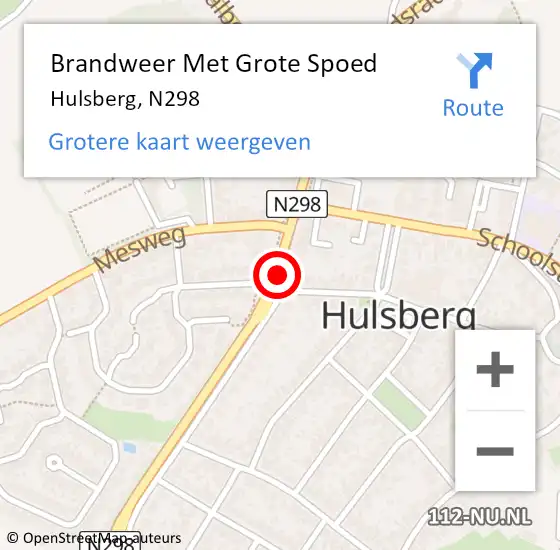 Locatie op kaart van de 112 melding: Brandweer Met Grote Spoed Naar Hulsberg, N298 op 13 september 2019 14:31