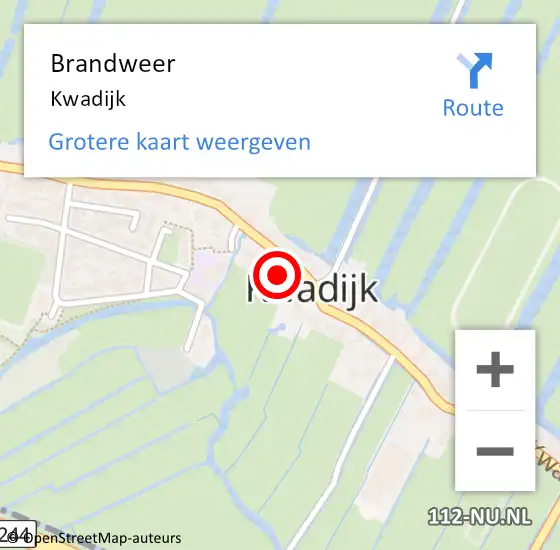 Locatie op kaart van de 112 melding: Brandweer Kwadijk op 13 september 2019 14:56