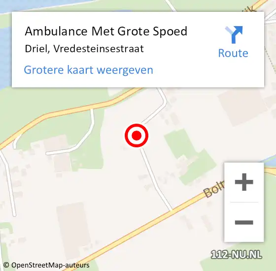 Locatie op kaart van de 112 melding: Ambulance Met Grote Spoed Naar Driel, Vredesteinsestraat op 13 september 2019 14:59