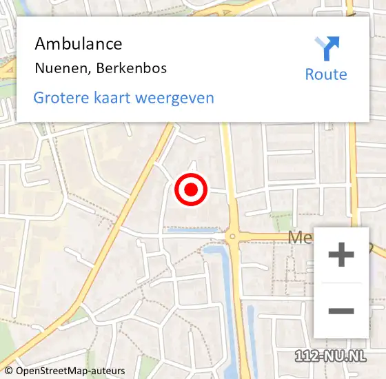 Locatie op kaart van de 112 melding: Ambulance Nuenen, Berkenbos op 13 september 2019 15:03