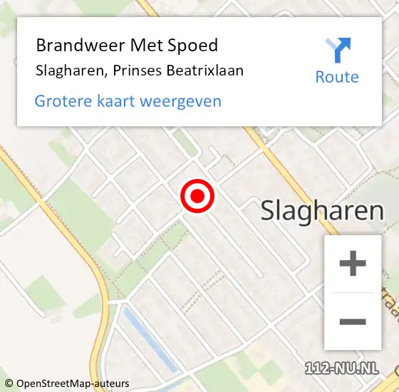 Locatie op kaart van de 112 melding: Brandweer Met Spoed Naar Slagharen, Prinses Beatrixlaan op 13 april 2014 17:31