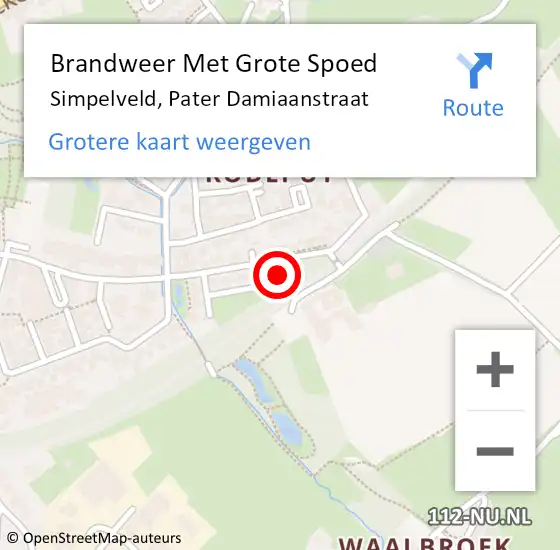 Locatie op kaart van de 112 melding: Brandweer Met Grote Spoed Naar Simpelveld, Pater Damiaanstraat op 13 september 2019 15:11