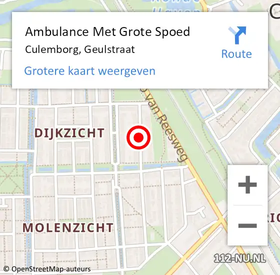 Locatie op kaart van de 112 melding: Ambulance Met Grote Spoed Naar Culemborg, Geulstraat op 13 september 2019 15:24