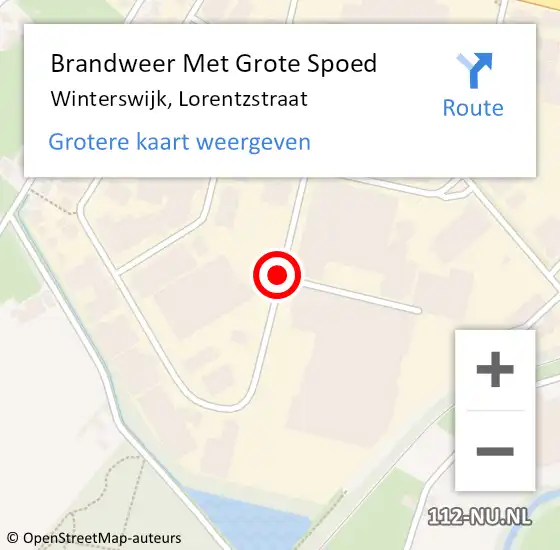 Locatie op kaart van de 112 melding: Brandweer Met Grote Spoed Naar Winterswijk, Lorentzstraat op 13 september 2019 15:38