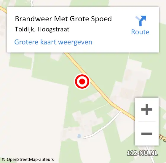 Locatie op kaart van de 112 melding: Brandweer Met Grote Spoed Naar Toldijk, Hoogstraat op 13 april 2014 17:43