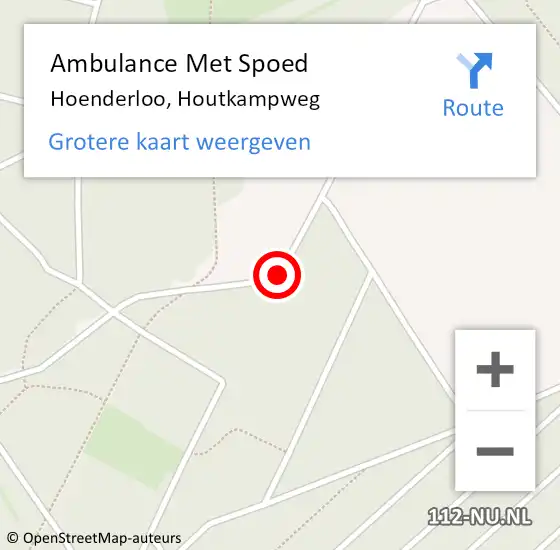 Locatie op kaart van de 112 melding: Ambulance Met Spoed Naar Hoenderloo, Houtkampweg op 13 september 2019 16:43