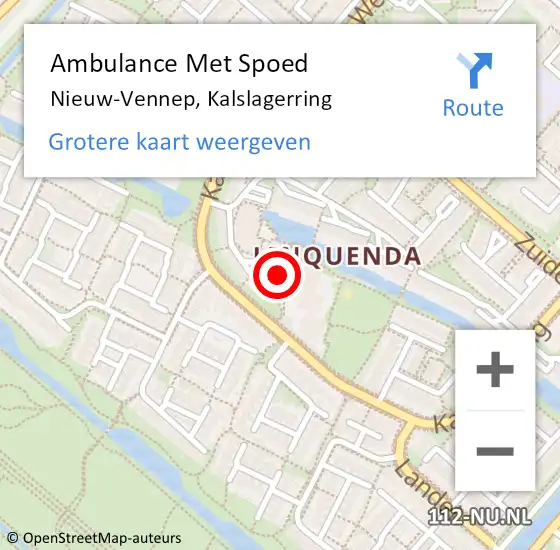 Locatie op kaart van de 112 melding: Ambulance Met Spoed Naar Nieuw-Vennep, Kalslagerring op 13 september 2019 16:50