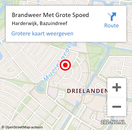 Locatie op kaart van de 112 melding: Brandweer Met Grote Spoed Naar Harderwijk, Bazuindreef op 13 september 2019 17:08