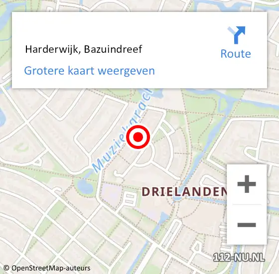 Locatie op kaart van de 112 melding:  Harderwijk, Bazuindreef op 13 september 2019 17:09