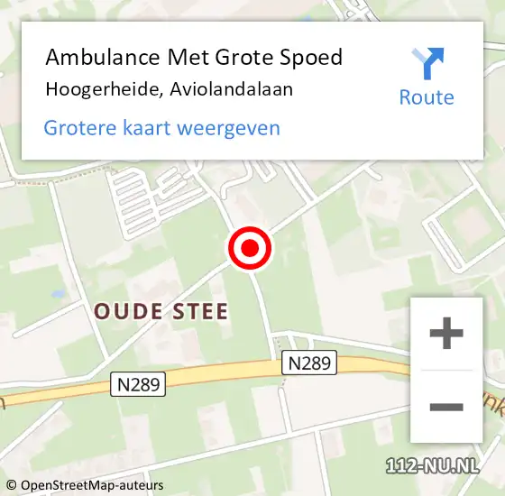 Locatie op kaart van de 112 melding: Ambulance Met Grote Spoed Naar Hoogerheide, Aviolandalaan op 13 september 2019 17:28