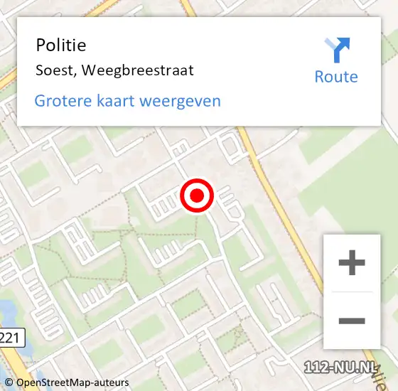 Locatie op kaart van de 112 melding: Politie Soest, Weegbreestraat op 13 september 2019 18:08