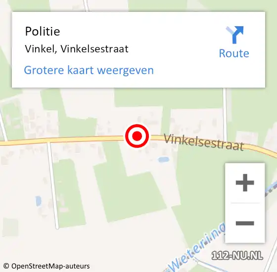 Locatie op kaart van de 112 melding: Politie Vinkel, Vinkelsestraat op 13 september 2019 18:08