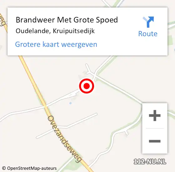 Locatie op kaart van de 112 melding: Brandweer Met Grote Spoed Naar Oudelande, Kruipuitsedijk op 13 september 2019 18:13