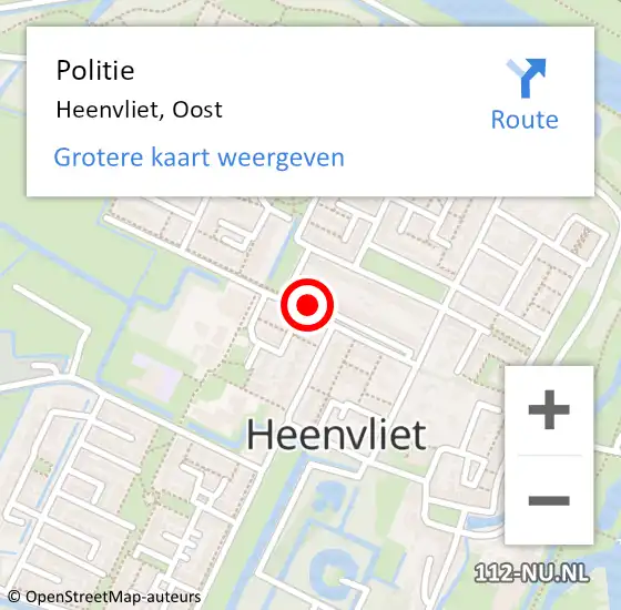 Locatie op kaart van de 112 melding: Politie Heenvliet, Oost op 13 september 2019 18:27