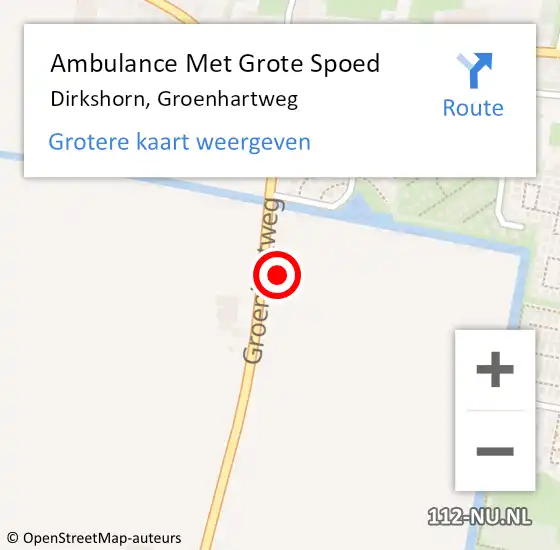 Locatie op kaart van de 112 melding: Ambulance Met Grote Spoed Naar Dirkshorn, Groenhartweg op 13 september 2019 18:29