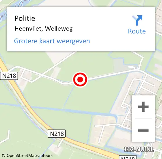 Locatie op kaart van de 112 melding: Politie Heenvliet, Welleweg op 13 september 2019 18:32