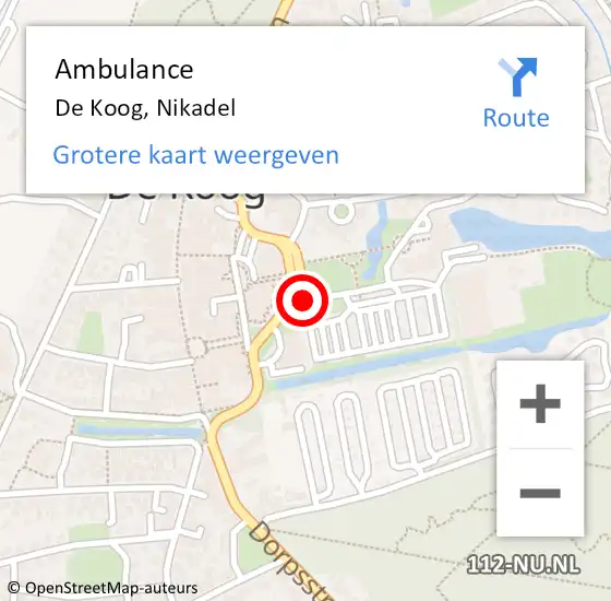 Locatie op kaart van de 112 melding: Ambulance De Koog, Nikadel op 13 september 2019 18:38