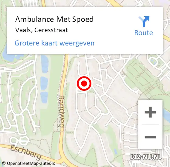 Locatie op kaart van de 112 melding: Ambulance Met Spoed Naar Vaals, Ceresstraat op 13 april 2014 18:09