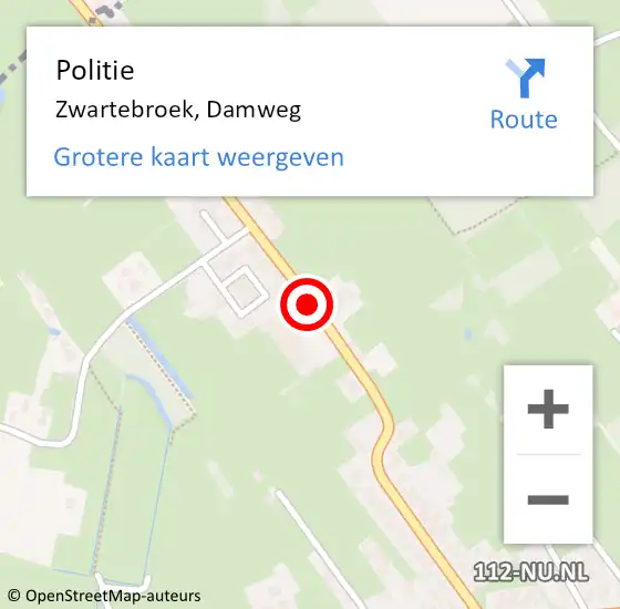 Locatie op kaart van de 112 melding: Politie Zwartebroek, Damweg op 13 september 2019 19:32
