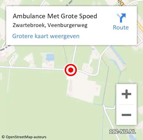 Locatie op kaart van de 112 melding: Ambulance Met Grote Spoed Naar Zwartebroek, Veenburgerweg op 13 september 2019 19:34