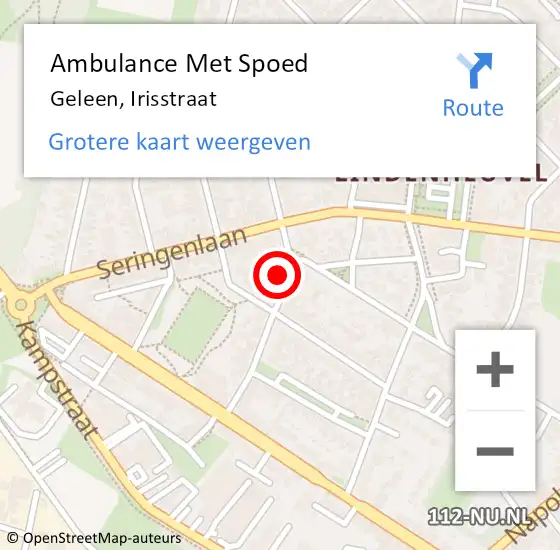 Locatie op kaart van de 112 melding: Ambulance Met Spoed Naar Geleen, Irisstraat op 13 april 2014 18:11