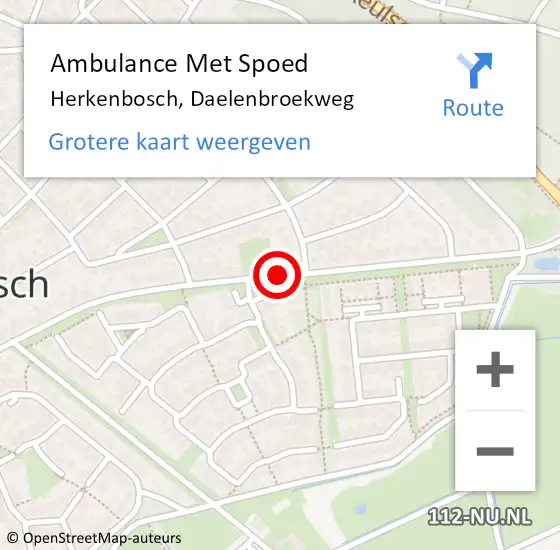 Locatie op kaart van de 112 melding: Ambulance Met Spoed Naar Herkenbosch, Daelenbroekweg op 13 september 2019 19:38