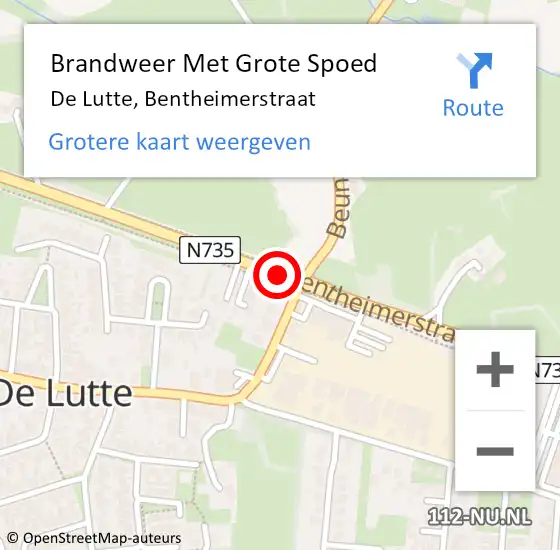 Locatie op kaart van de 112 melding: Brandweer Met Grote Spoed Naar De Lutte, Bentheimerstraat op 13 september 2019 20:18