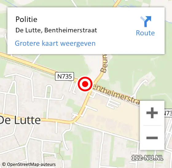 Locatie op kaart van de 112 melding: Politie De Lutte, Bentheimerstraat op 13 september 2019 20:18