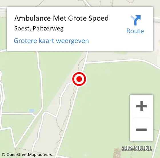 Locatie op kaart van de 112 melding: Ambulance Met Grote Spoed Naar Soest, Paltzerweg op 13 april 2014 18:21