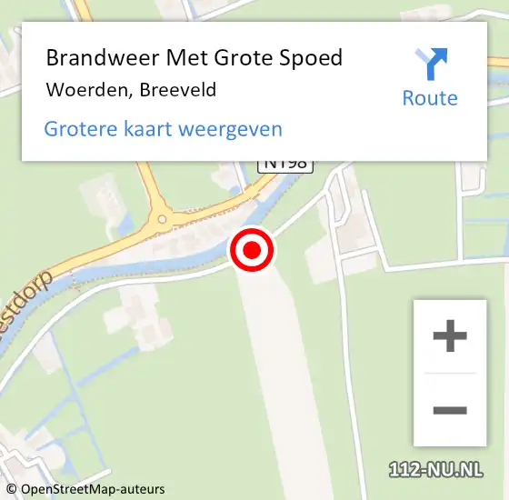 Locatie op kaart van de 112 melding: Brandweer Met Grote Spoed Naar Woerden, Breeveld op 13 september 2019 20:59