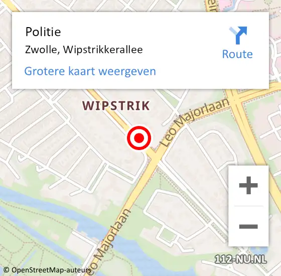Locatie op kaart van de 112 melding: Politie Zwolle, Wipstrikkerallee op 13 september 2019 21:13