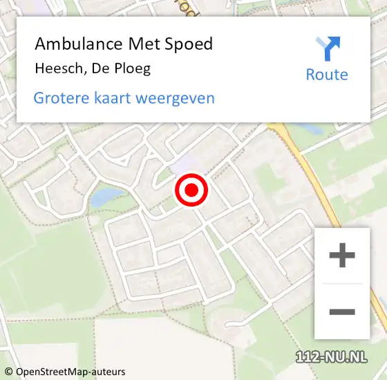 Locatie op kaart van de 112 melding: Ambulance Met Spoed Naar Heesch, De Ploeg op 13 september 2019 21:16