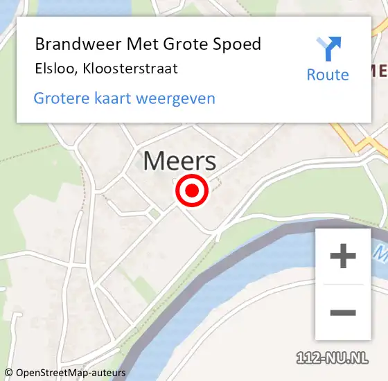 Locatie op kaart van de 112 melding: Brandweer Met Grote Spoed Naar Elsloo, Kloosterstraat op 13 september 2019 21:26