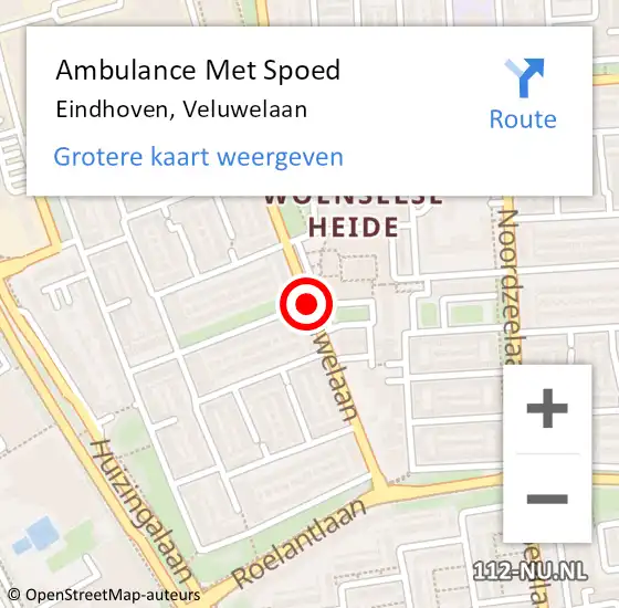 Locatie op kaart van de 112 melding: Ambulance Met Spoed Naar Eindhoven, Veluwelaan op 13 september 2019 21:47